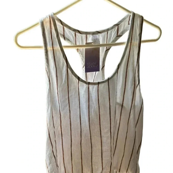 Stars Above Linen Blend Racer Back Stripe Tank NWT Small - Picture 3 of 9